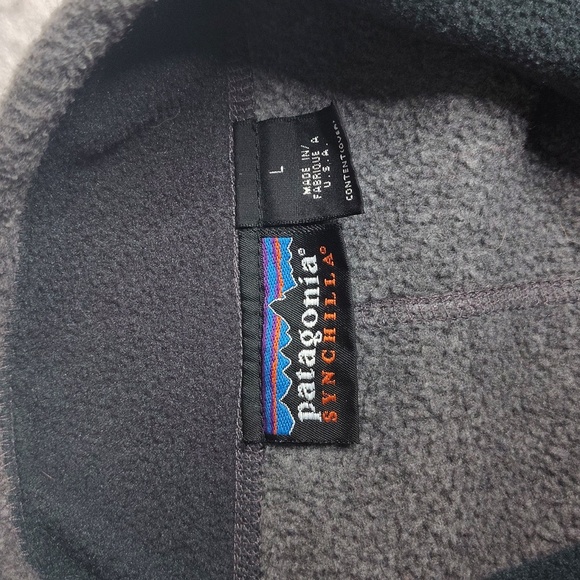 VINTAGE Patagonia Synchilla Large Gray Green Zip Retro Deep Pile Jacket USA 90s - Picture 2 of 12